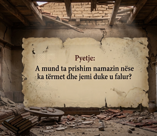 A lejohet ndërprerja e namazit nëse bie tërmet?